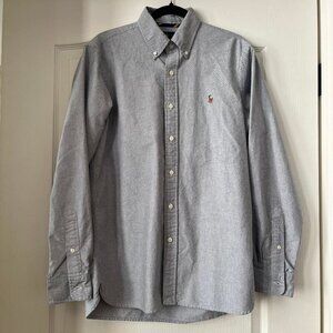 Men's Iconic Ralph Lauren Oxford Shirt size M in Grey